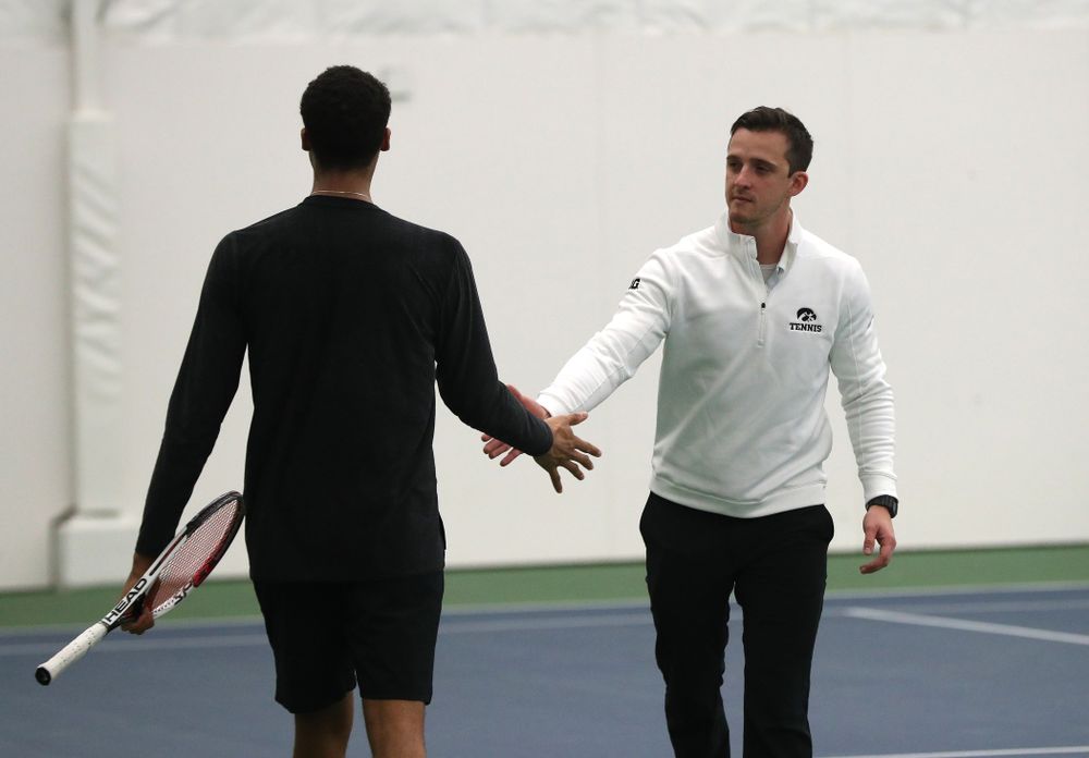 Iowa Hawkeyes assistant coach Joey Manilla against the Butler Bulldogs Sunday, January 27, 2019 at the Hawkeye Tennis and Recreation Complex. (Brian Ray/hawkeyesports.com)