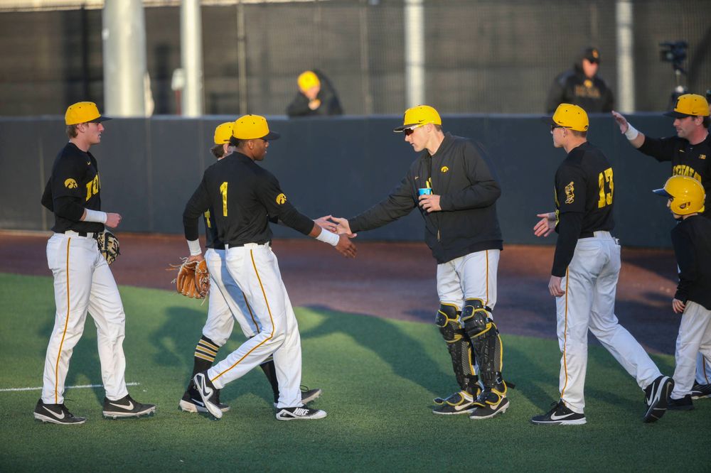 The Iowa baseball team at the game vs. Bradley on Tuesday, March 26, 2019 at (place). (Lily Smith/hawkeyesports.com)