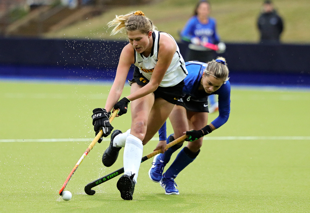 Iowa’s Ellie Holley (7) moves with the ball during the fourth quarter of their NCAA Tournament First Round match against Duke at Karen Shelton Stadium in Chapel Hill, N.C. on Friday, Nov 15, 2019. (Stephen Mally/hawkeyesports.com)