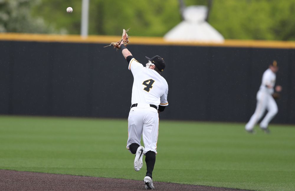 Iowa Hawkeyes infielder Mitchell Boe (4) against Michigan State Sunday, May 12, 2019 at Duane Banks Field. (Brian Ray/hawkeyesports.com)