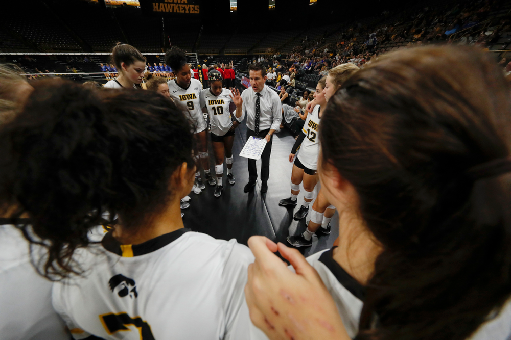 Iowa Hawkeyes head coach Bond Shymansky against Eastern Illinois Sunday, September 9, 2018 at Carver-Hawkeye Arena. (Brian Ray/hawkeyesports.com)