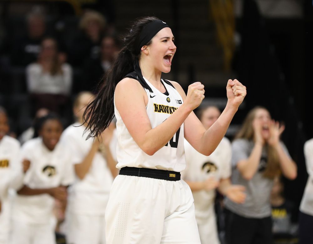 Iowa Hawkeyes forward Megan Gustafson (10) against the Nebraska Cornhuskers Thursday, January 3, 2019 at Carver-Hawkeye Arena. (Brian Ray/hawkeyesports.com)