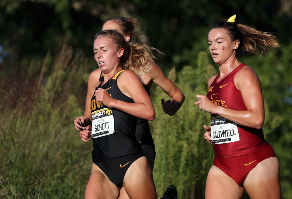 IowaÕs Megan Schott runs in the 2019 Hawkeye Invitational Friday, September 6, 2019 at the Ashton Cross Country Course. (Brian Ray/hawkeyesports.com)