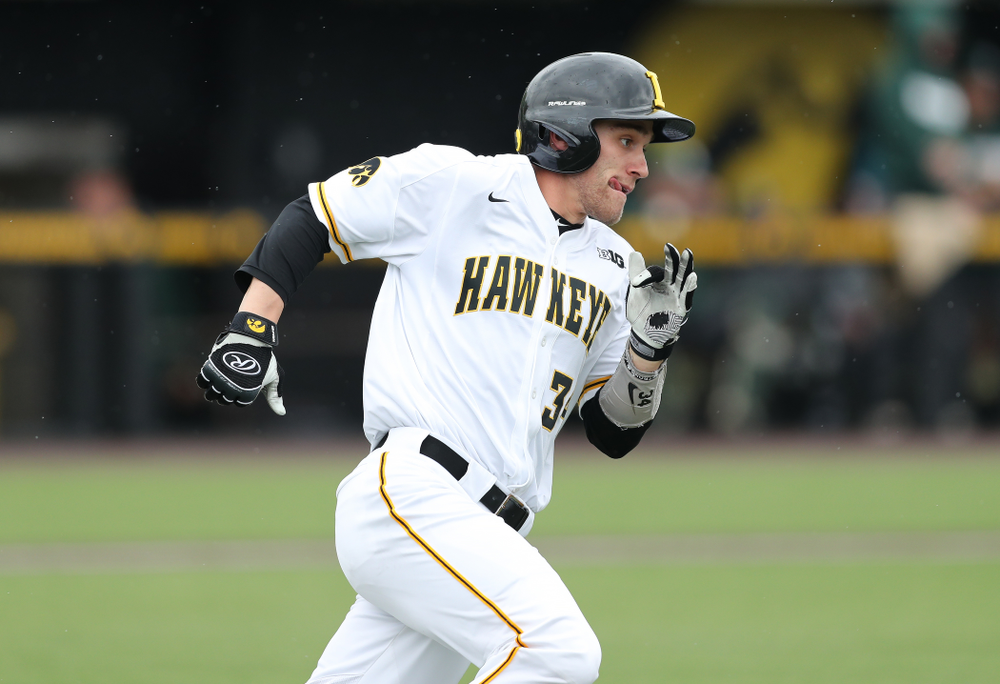 Iowa Hawkeyes catcher Austin Martin (34) against Michigan State Sunday, May 12, 2019 at Duane Banks Field. (Brian Ray/hawkeyesports.com)