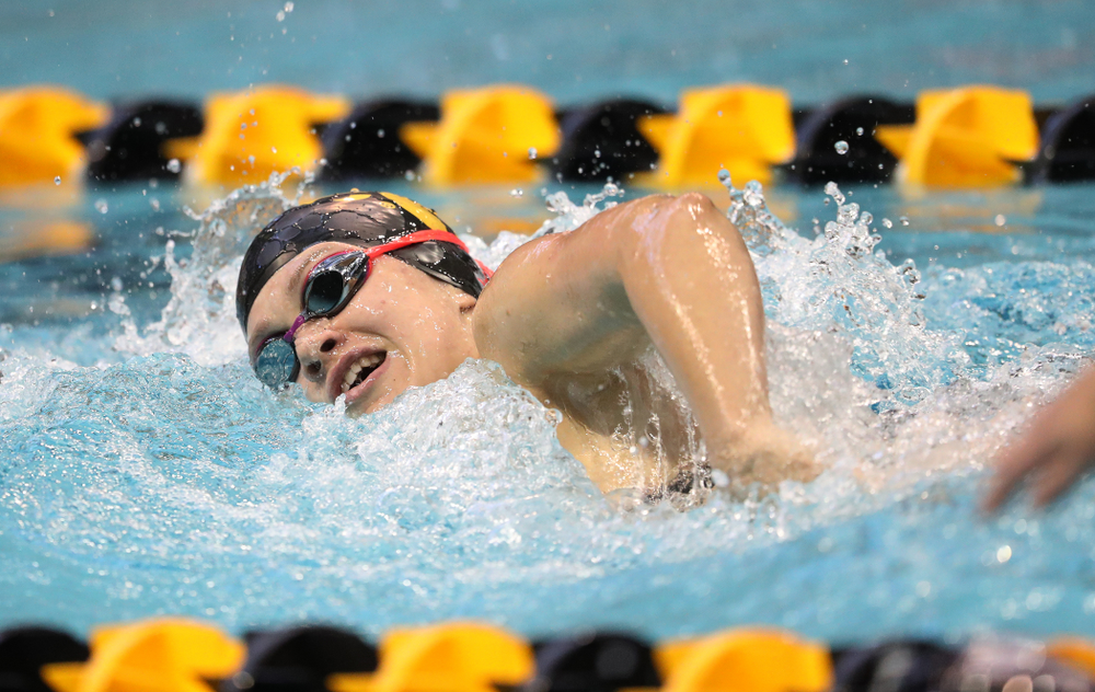 Iowa's Lauren McDougall swims the 200 yard freestyle during a double dual against Wisconsin and Northwestern Saturday, January 19, 2019 at the Campus Recreation and Wellness Center. (Brian Ray/hawkeyesports.com)