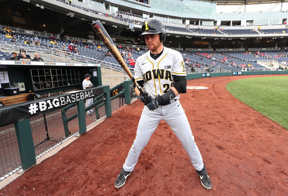 Iowa Hawkeyes Tanner Padgett (22) against the Indiana Hoosiers in the first round of the Big Ten Baseball Tournament Wednesday, May 22, 2019 at TD Ameritrade Park in Omaha, Neb. (Brian Ray/hawkeyesports.com)