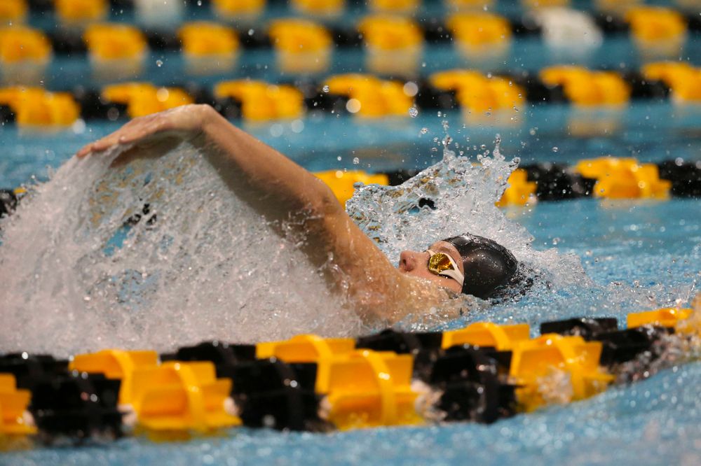 Iowa's Kenneth Meade at the 200-yard backstroke race Saturday, March 2, 2019 at the Campus Recreation and Wellness Center. (Lily Smith/hawkeyesports.com)