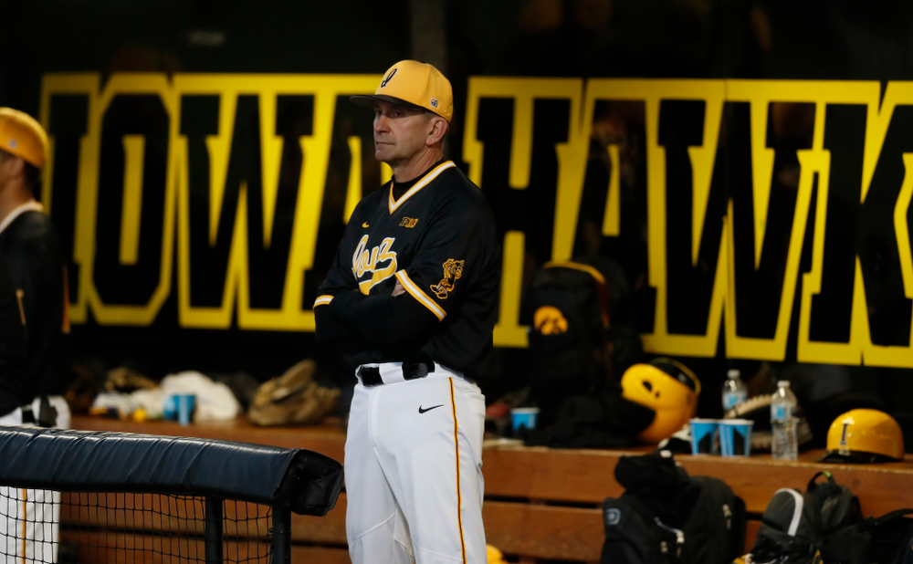 Iowa Hawkeyes head coach Rick Heller against Milwaukee Wednesday, April 25, 2018 at Duane Banks Field. (Brian Ray/hawkeyesports.com)