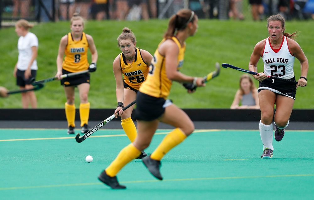 Iowa Hawkeyes Maddy Murphy (26) against Ball State Sunday, September 2, 2018 at Grant Field. (Brian Ray/hawkeyesports.com)