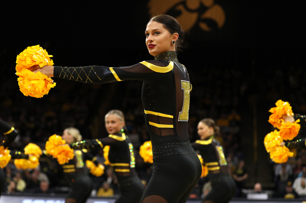 The Iowa Dance Team performs at halftime of the Iowa Hawkeyes game against the Nebraska Cornhuskers Thursday, January 3, 2019 at Carver-Hawkeye Arena. (Brian Ray/hawkeyesports.com)