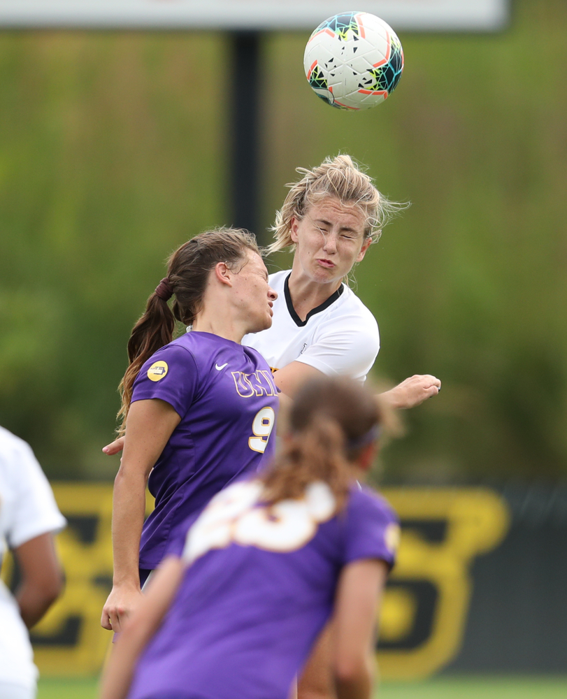 Iowa Hawkeyes defender Sara Wheaton (24) during a 6-1 win over Northern Iowa Sunday, August 25, 2019 at the Iowa Soccer Complex. (Brian Ray/hawkeyesports.com)