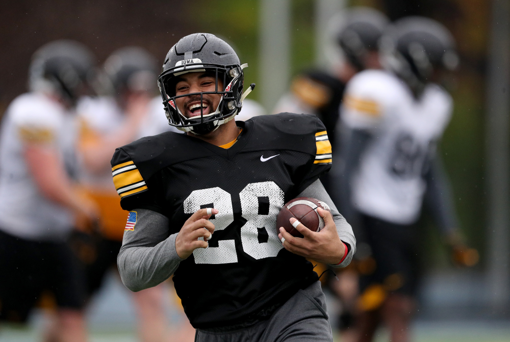 Iowa Hawkeyes running back Toren Young (28) during practice Monday, December 23, 2019 at Mesa College in San Diego. (Brian Ray/hawkeyesports.com)