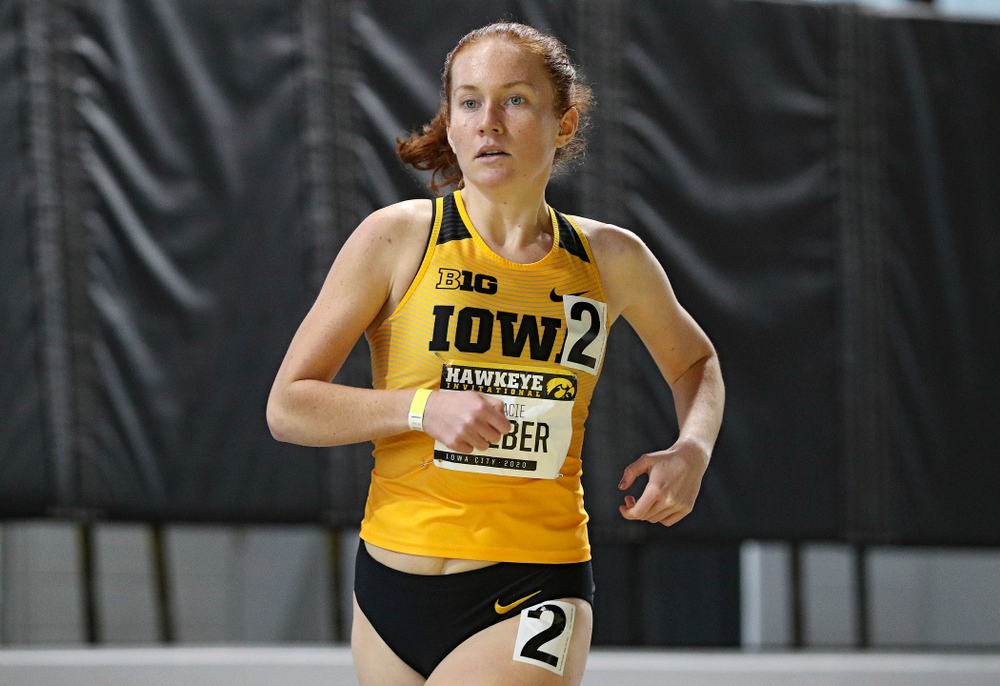 Iowa’s Macie Weber runs the women’s 1000 meter run event during the Hawkeye Invitational at the Recreation Building in Iowa City on Saturday, January 11, 2020. (Stephen Mally/hawkeyesports.com)