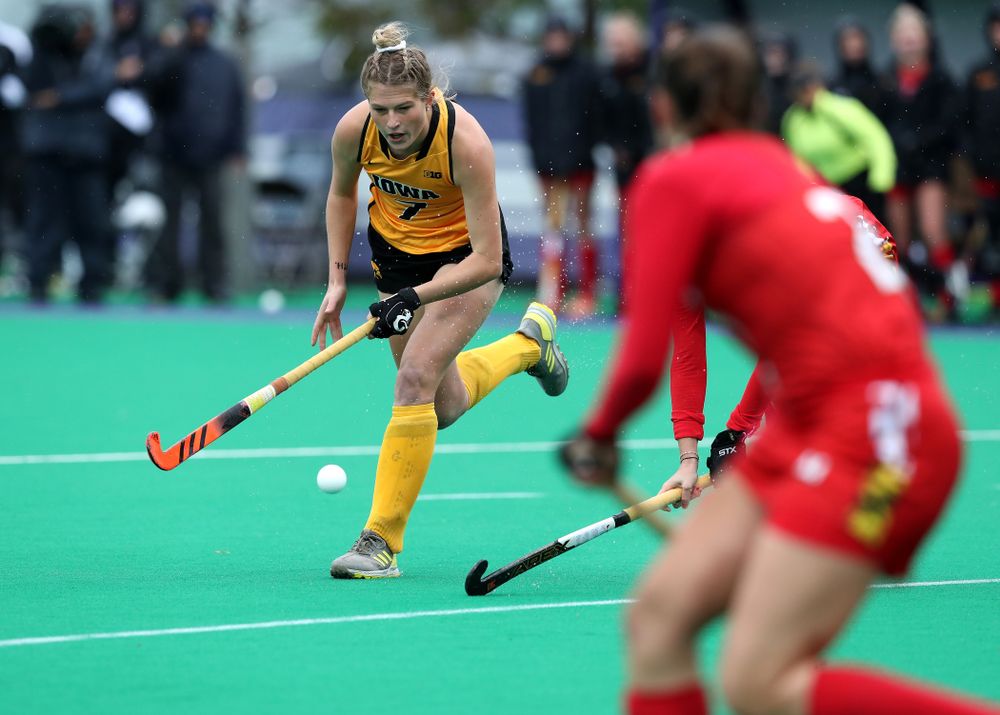 Iowa Hawkeyes Ellie Holley (7) against Maryland during the championship game of the Big Ten Tournament Sunday, November 4, 2018 at Lakeside Field in Evanston, Ill. (Brian Ray/hawkeyesports.com)