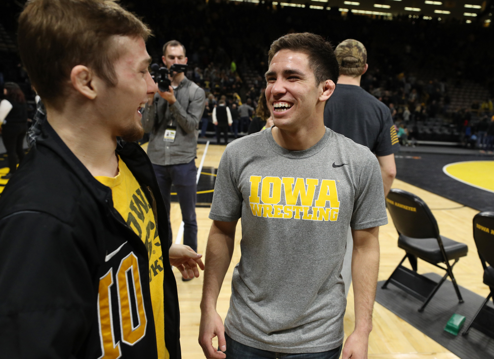 Iowa senior Perez Perez during senior night following their meet against the Indiana Hoosiers Friday, February 15, 2019 at Carver-Hawkeye Arena. (Brian Ray/hawkeyesports.com)