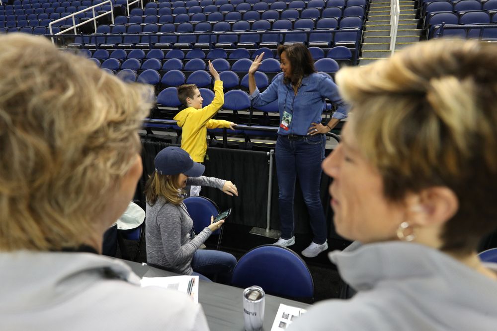 Big Ten Boy Jack talks with ESPN during media and practice as they prepare for their Sweet 16 matchup against NC State Friday, March 29, 2019 at the Greensboro Coliseum in Greensboro, NC.(Brian Ray/hawkeyesports.com)