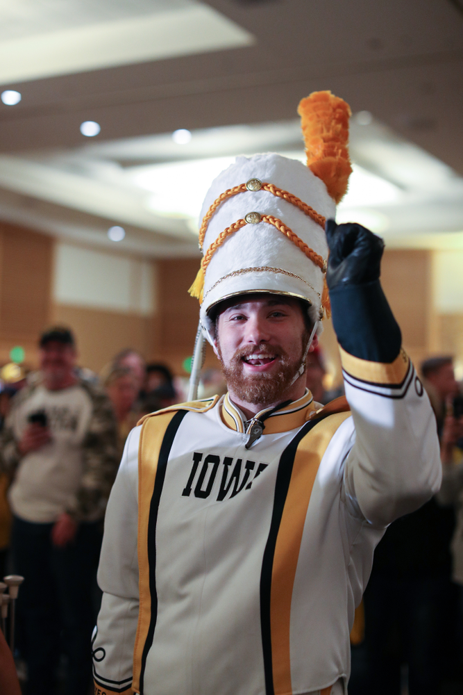 The Hawkeye Marching Band and the Iowa Spirit Squads perform during the Holiday Bowl Hawkeye Huddle Thursday, December 26, 2019 at the Hilton in downtown San Diego. (Brian Ray/hawkeyesports.com)