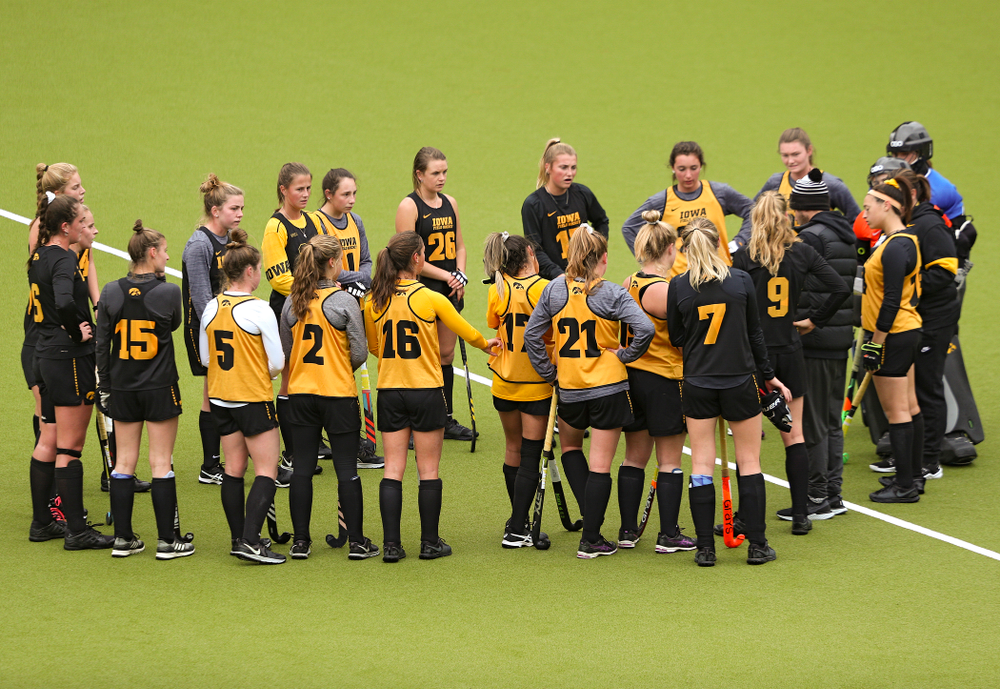 Iowa head coach Lisa Cellucci talks with her team during their practice at Karen Shelton Stadium in Chapel Hill, N.C. on Thursday, Nov 14, 2019. (Stephen Mally/hawkeyesports.com)