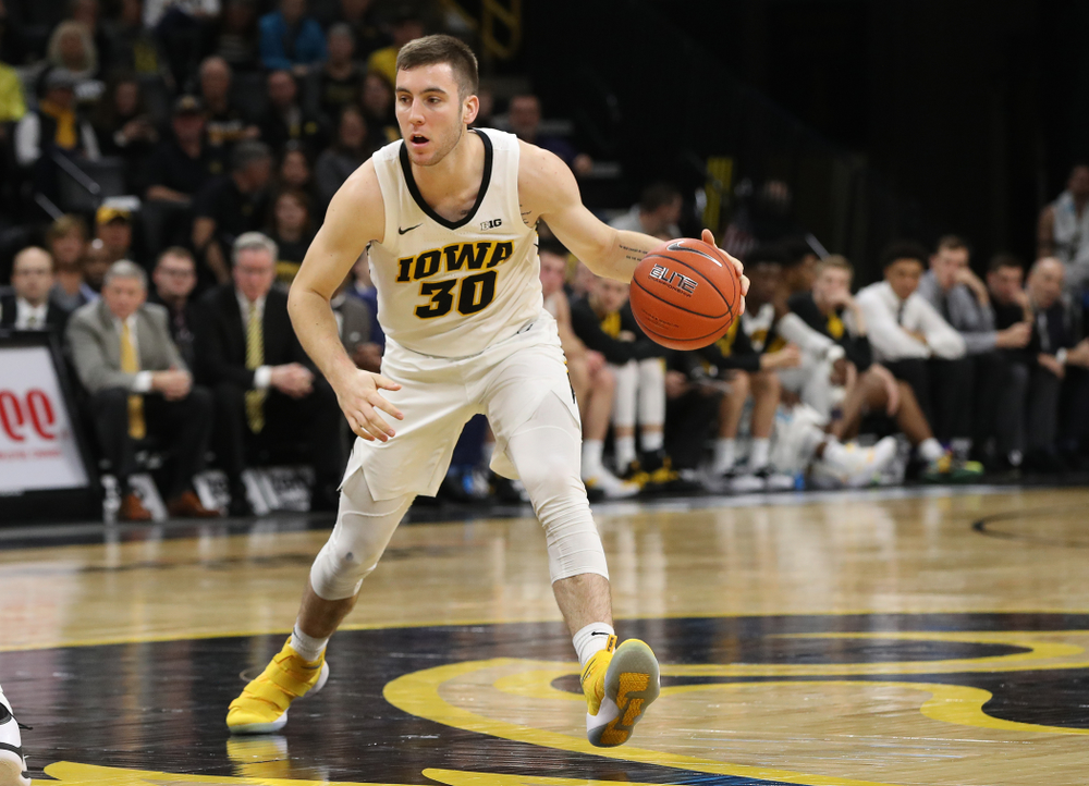 Iowa Hawkeyes guard Connor McCaffery (30) against the Ohio State Buckeyes Saturday, January 12, 2019 at Carver-Hawkeye Arena. (Brian Ray/hawkeyesports.com)