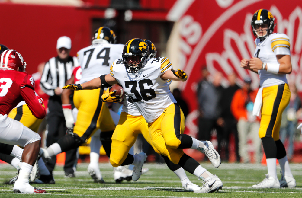 Iowa Hawkeyes fullback Brady Ross against the Indiana Hoosiers Saturday, October 13, 2018 at Memorial Stadium, in Bloomington, Ind. (Brian Ray/hawkeyesports.com)