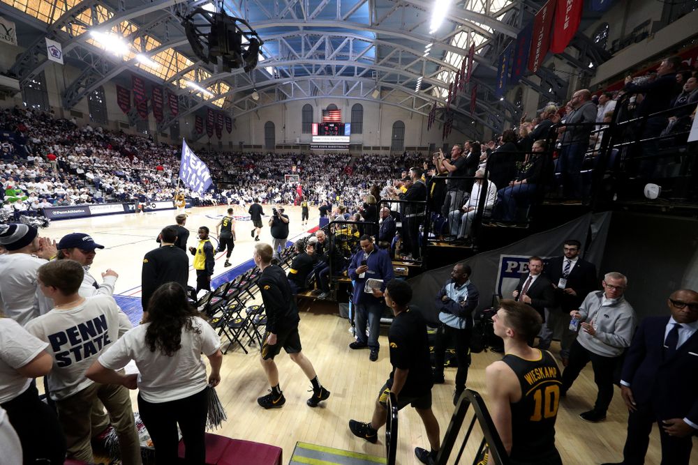 The Iowa Hawkeyes take the court for their game against Penn State Saturday, January 4, 2020 at the Palestra in Philadelphia. (Brian Ray/hawkeyesports.com)