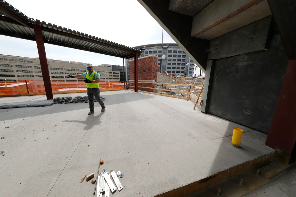 The outdoor patio area on the upper deck of the new north end zone Wednesday, June 6, 2018 at Kinnick Stadium. (Brian Ray/hawkeyesports.com)
