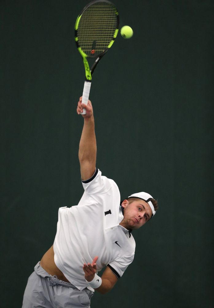 against Western Michigan Saturday, January 19, 2019 at the Hawkeye Tennis and Recreation Complex. (Brian Ray/hawkeyesports.com)