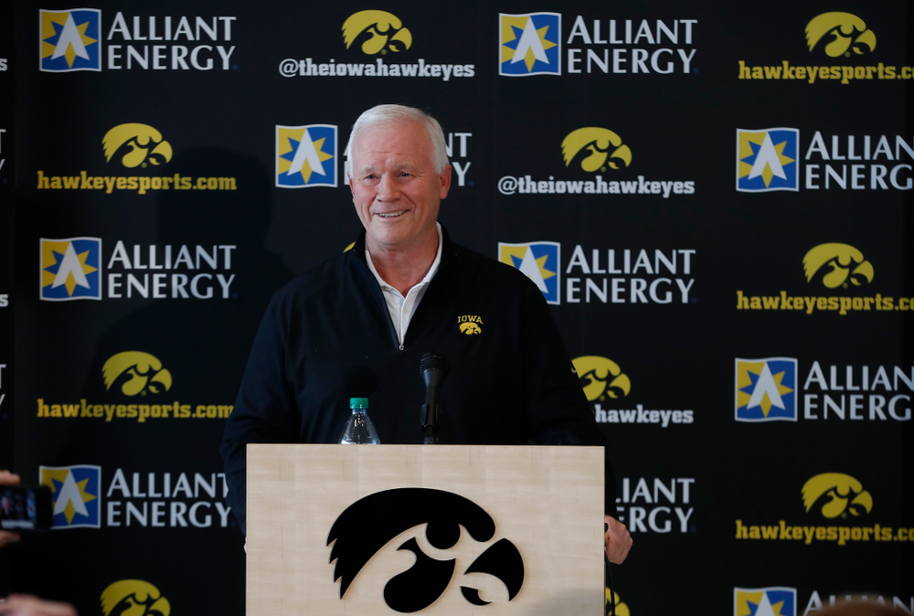 Hawkeye Football Defensive Line Coach Reese Morgan speaks to the media Thursday, Dec. 15, 2016 at the Hansen Football Performance Center. (Brian Ray/hawkeyesports.com)