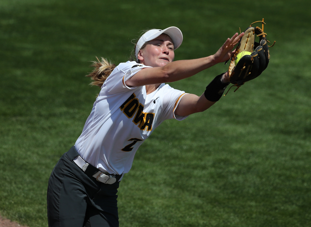 Iowa Hawkeyes Aralee Bogar (2) against the Ohio State Buckeyes on senior day Sunday, May 5, 2019 at Pearl Field. (Brian Ray/hawkeyesports.com)
