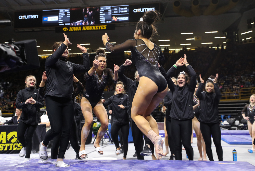 Iowa's Clair Kaji competes on the beem against Illinois Saturday, February 16, 2019 at Carver-Hawkeye Arena. (Brian Ray/hawkeyesports.com)