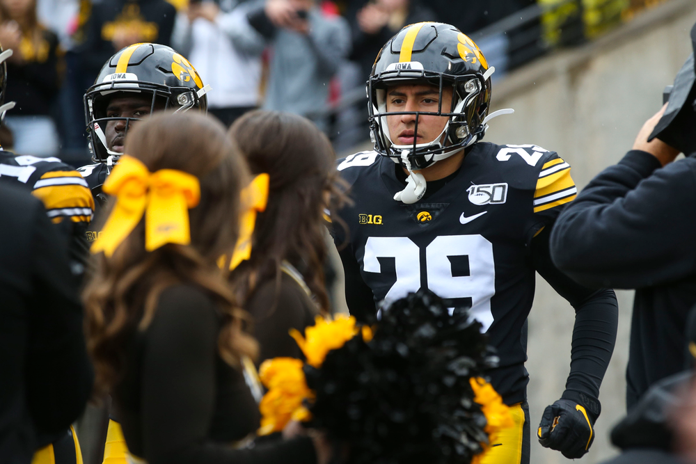 Iowa Hawkeyes defensive back Sebastian Castro (29) during Iowa football vs Purdue on Saturday, October 19, 2019 at Kinnick Stadium. (Lily Smith/hawkeyesports.com)