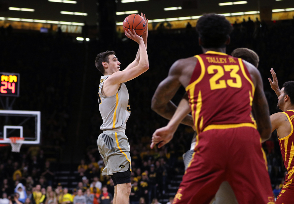 Iowa Hawkeyes forward Nicholas Baer (51) against the Iowa State Cyclones in the Iowa Corn Cy-Hawk Series Thursday, December 6, 2018 at Carver-Hawkeye Arena. (Brian Ray/hawkeyesports.com)