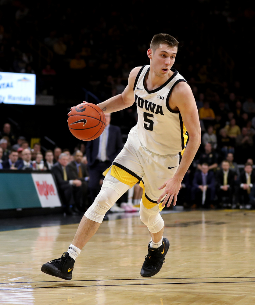 Iowa Hawkeyes guard CJ Fredrick (5) against the Purdue Boilermakers Tuesday, March 3, 2020 at Carver-Hawkeye Arena. (Brian Ray/hawkeyesports.com)