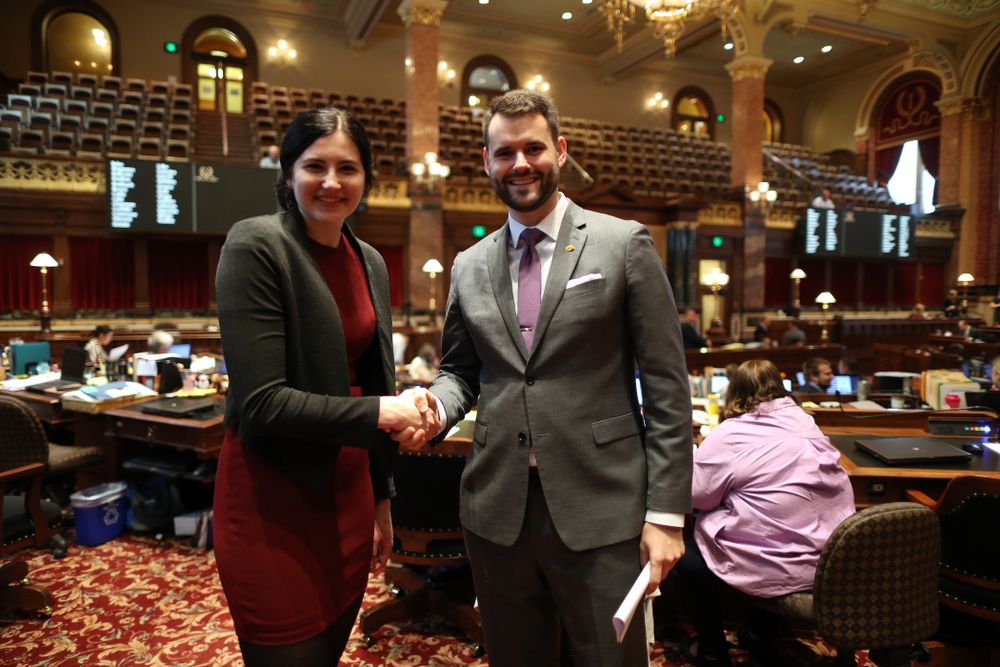Iowa WomenÕs BasketballÕs Megan Gustafson is recognized with a resolution by the house and the senate at the Iowa State Capitol Wednesday, April 24, 2019 in Des Moines. (Brian Ray/hawkeyesports.com)